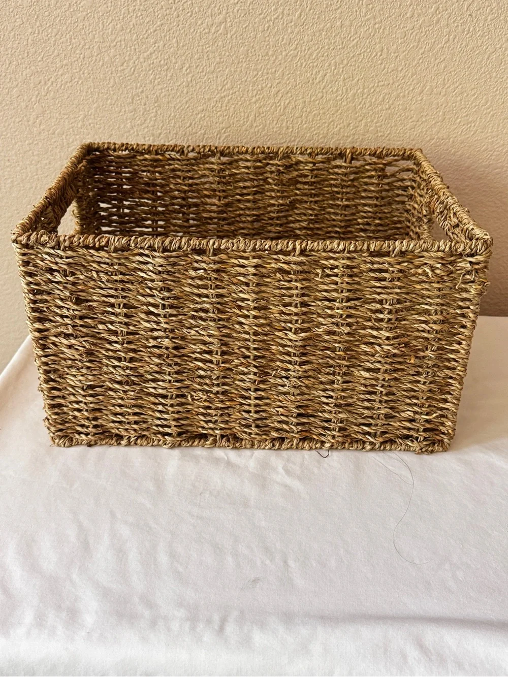 Natural Woven Seagrass Storage Basket - Brown
